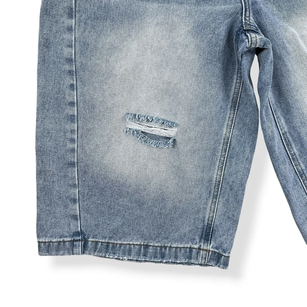 Cali 1850 Shorts Women 13/31 (ACTUAL 33x15) Blue Distressed Jorts Denim Baggy